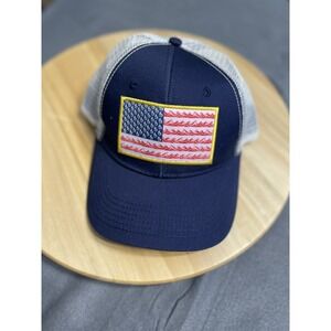 Hook‎ & Tackle Mesh Wave Print Navy Fishing Hat One Size Fits Most Adjustable